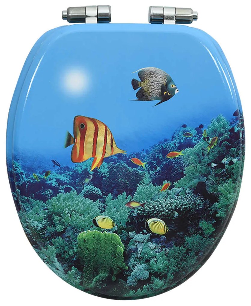 vidaXL Κάλυμμα Λεκάνης με Καπάκι Soft Close Σχέδιο Βαθιά Θάλασσα MDF