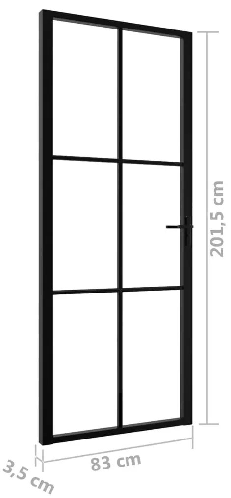 vidaXL Πόρτα Εσωτερική Μαύρη 83 x 201,5 εκ. από Γυαλί ESG / Αλουμίνιο