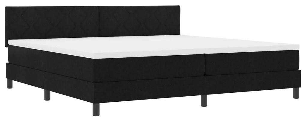 vidaXL Box Spring Κρεβάτι με Στρώμα & LED Μαύρο 200x200 εκ Ύφασμα