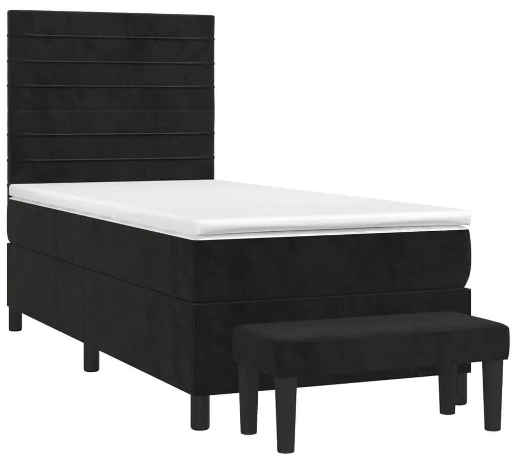 vidaXL Κρεβάτι Boxspring με Στρώμα Μαύρο 100x200 εκ. Βελούδινο