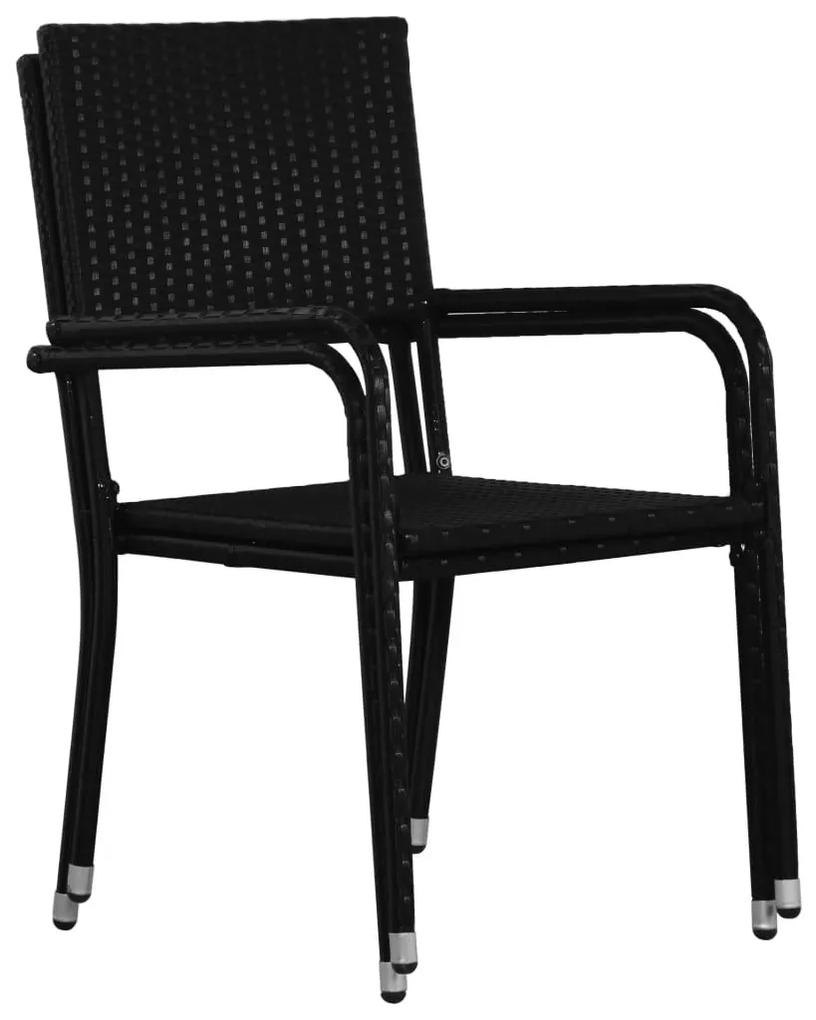 Καρέκλες Τραπεζαρίας Εξωτ. Χώρου 2 τεμ. Μαύρες Συνθετικό Ρατάν - Μαύρο