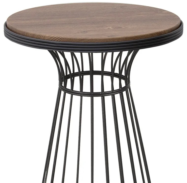 Τραπεζάκι βοηθητικό Tekosi Megapap μεταλλικό - Mdf χρώμα μαύρο - καρυδί 35x35x58εκ.