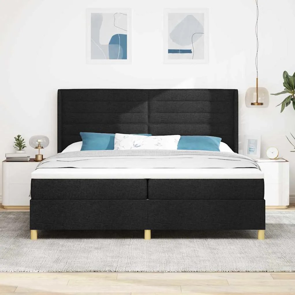 vidaXL Κρεβάτι με ελατήρια με στρώμα Μαύρο 200 x 200 cm ύφασμα