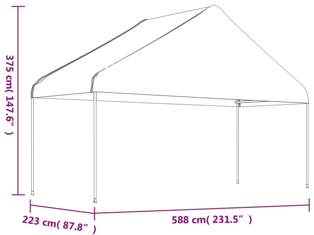 vidaXL Κιόσκι με Τέντα Λευκό 5,88 x 2,23 x 3,75 μ. από Πολυαιθυλένιο