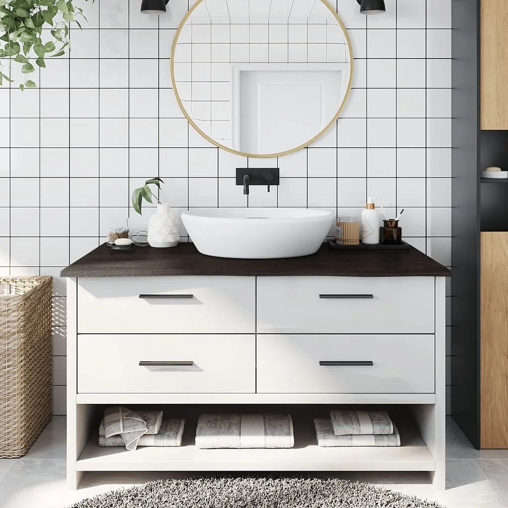 vidaXL Πάγκος Μπάνιου Σκούρο Καφέ 100x60x2 εκ. Επεξ. Μασίφ Ξύλο