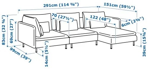 SÖDERHAMN καναπές 4 θέσεων με σεζλόνγκ 993.058.27