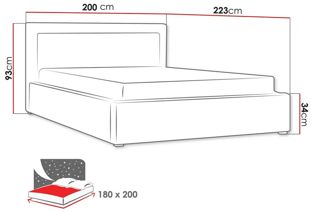 Κρεβάτι Pomona 102, Διπλό, Τυρκουάζ, 180x200, Ταπισερί, Τάβλες για Κρεβάτι, 200x223x93cm, 98 kg | Epipla1.gr