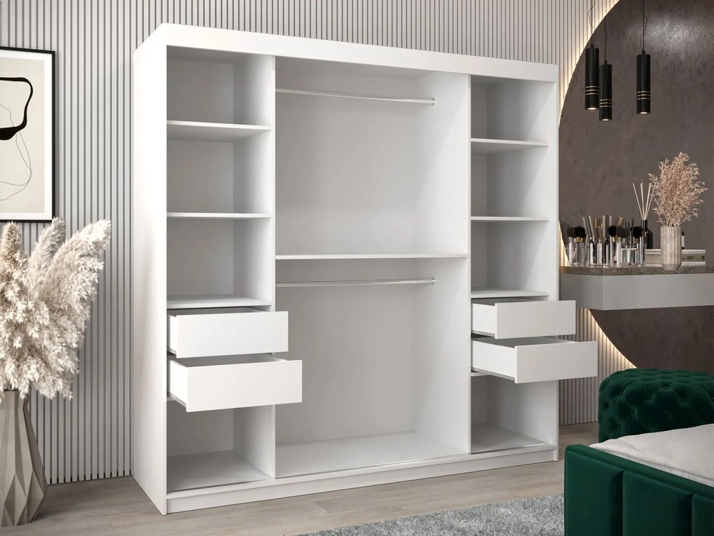 Ντουλάπα Flutes II 200 Συρόμενη-Λευκό