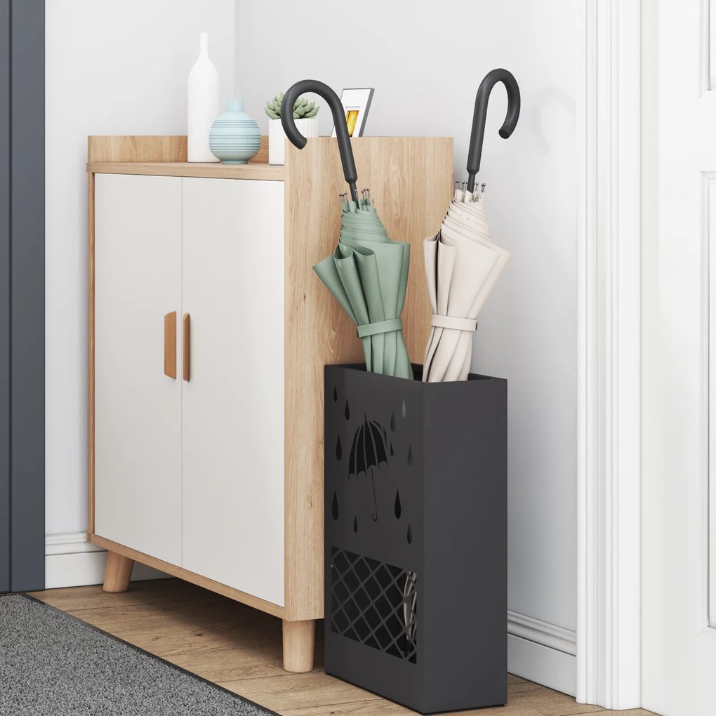 vidaXL Μαύρη Θήκη Ομπρέλας 28x12x41 εκ. Χάλυβας