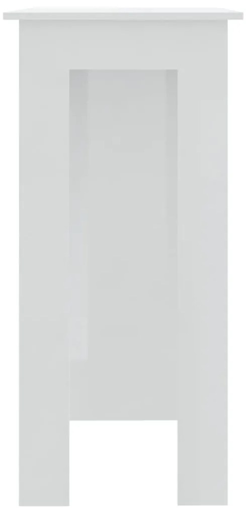 vidaXL Τραπέζι Μπαρ με Ράφια Γυαλ. Λευκό 102x50x103,5 εκ. Μοριοσανίδα