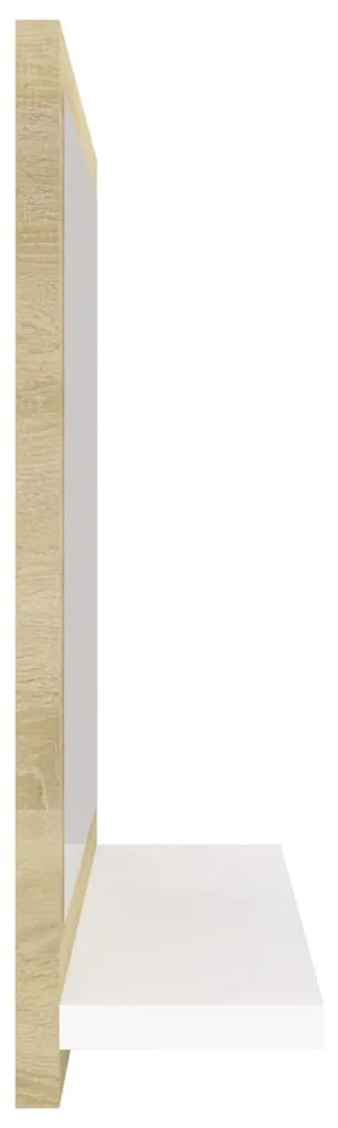 vidaXL Καθρέφτης Μπάνιου Λευκό/Sonoma Δρυς 40x10,5x37 εκ. Μοριοσανίδα