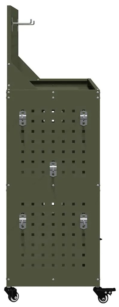 vidaXL Καρότσι εργαλείων με ράφι Λαδί 65 x 35 x 111 εκ Κρύα χάλυβας