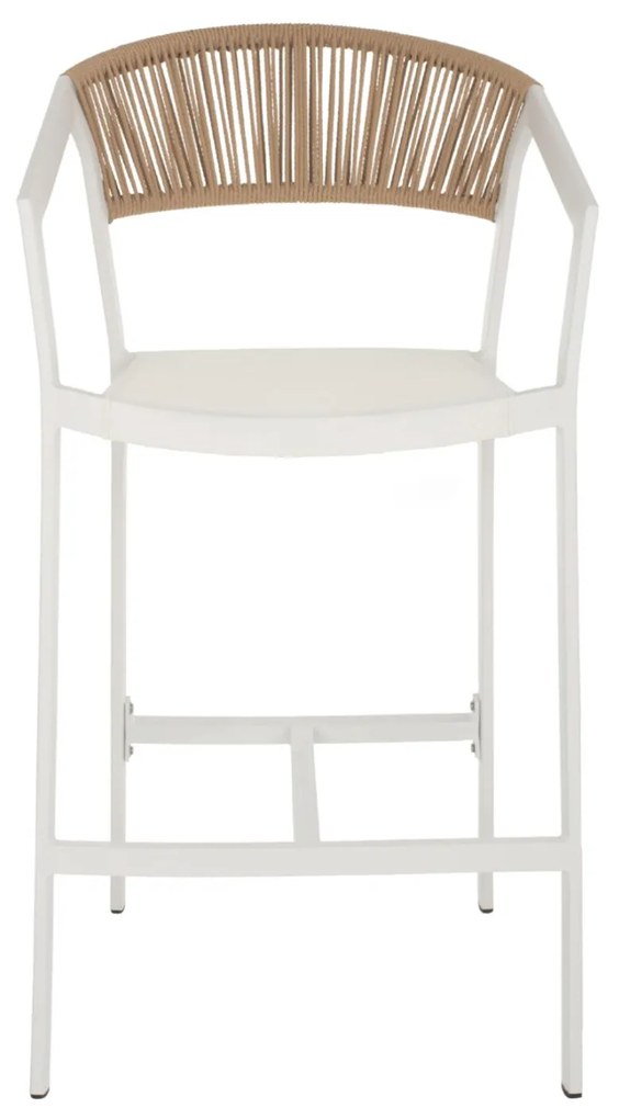 ΣΚΑΜΠΟ ΑΛΟΥΜΙΝΙΟΥ ΛΕΥΚΟ ΜΕ ΜΠΡΑΤΣΑ RATTAN &amp; TEXTLINE 56x58x105Yεκ. 56x58x105 εκ.