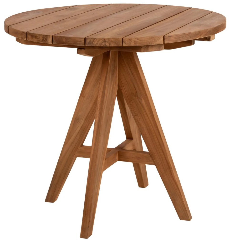 Τραπέζι LEO C9623 Στρόγγυλο απο Μασίφ Ξύλο TEAK Φυσικό Φ80x75Υεκ. 80x80x75 εκ.