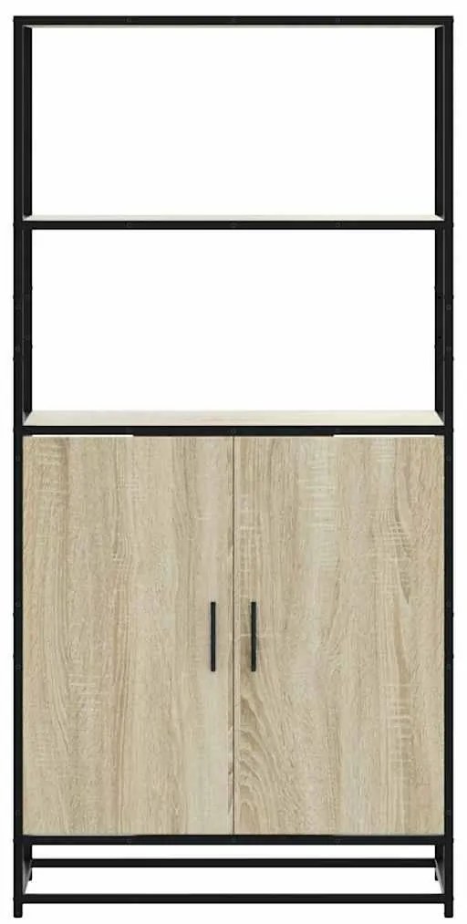 Highboard Δρυς sonoma 68x35x139 cm Επεξεργασμένο ξύλο μέταλλο - Καφέ