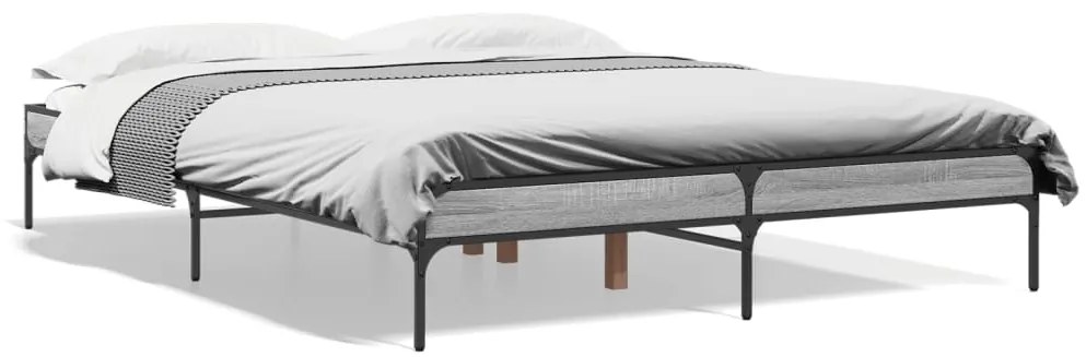 vidaXL Πλαίσιο Κρεβατιού Γκρι Sonoma 160x200 εκ. Επεξ. Ξύλο &amp; Μέταλλο
