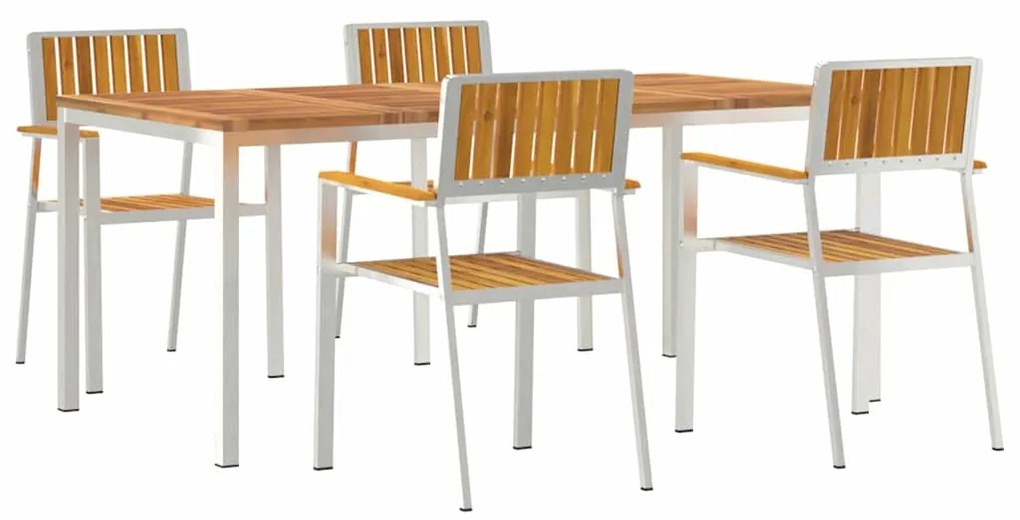 vidaXL Σέτ φαγητού για κήπο 5 pcs Καφέ Μασίφ ξύλο ακακίας