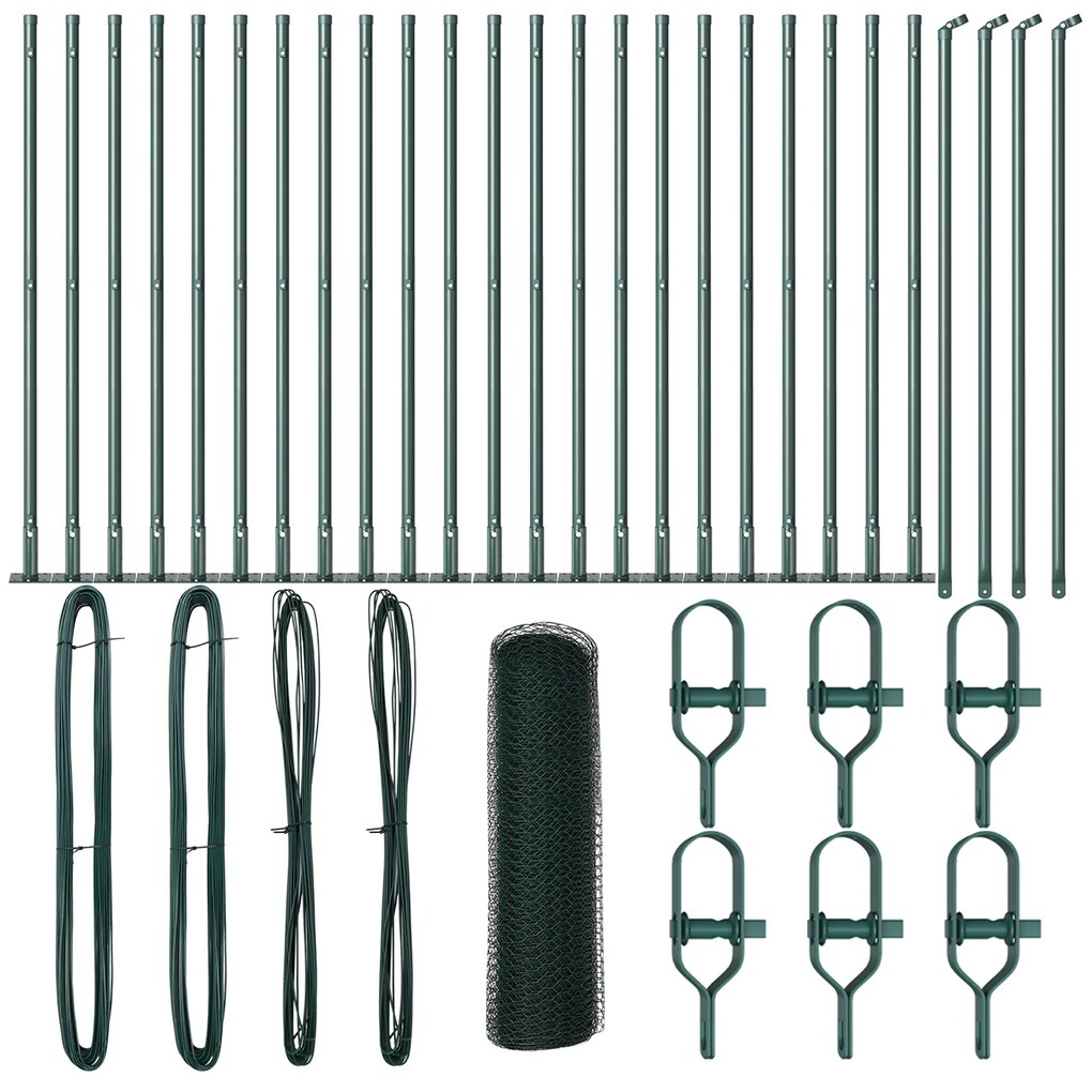vidaXL Hexagon Fence Πράσινος 1x50 μ Χάλυβας