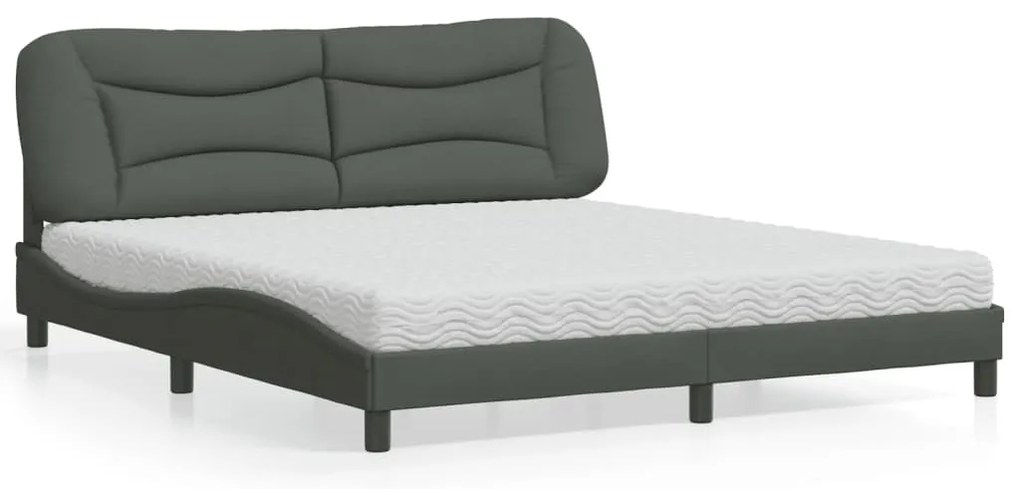 vidaXL Κρεβάτι Σκούρο Γκρι 180x200 εκ Υφασμάτιν