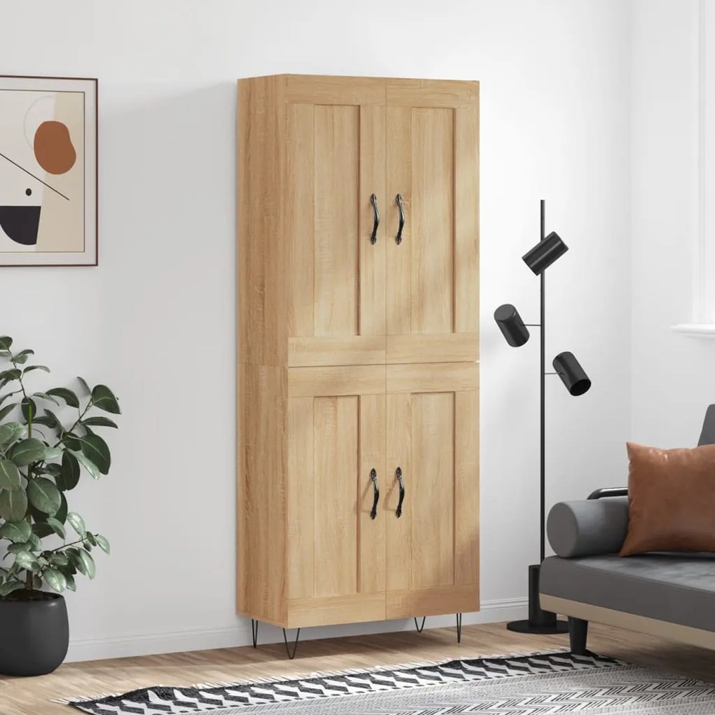 vidaXL Ντουλάπι Sonoma δρυς 69,5 x 34 x 180 εκ. από Επεξεργασμένο Ξύλο
