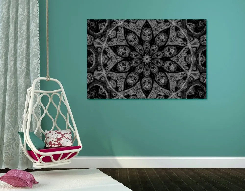 Εικόνα υπνωτικής Mandala σε ασπρόμαυρο - 120x80