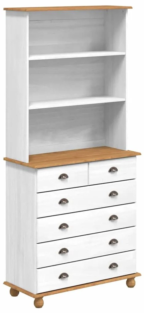 vidaXL Κλουβί με συρτάρι Λευκό 91 x 40 x 200.5 εκ Μασίφ ξύλο πεύκου