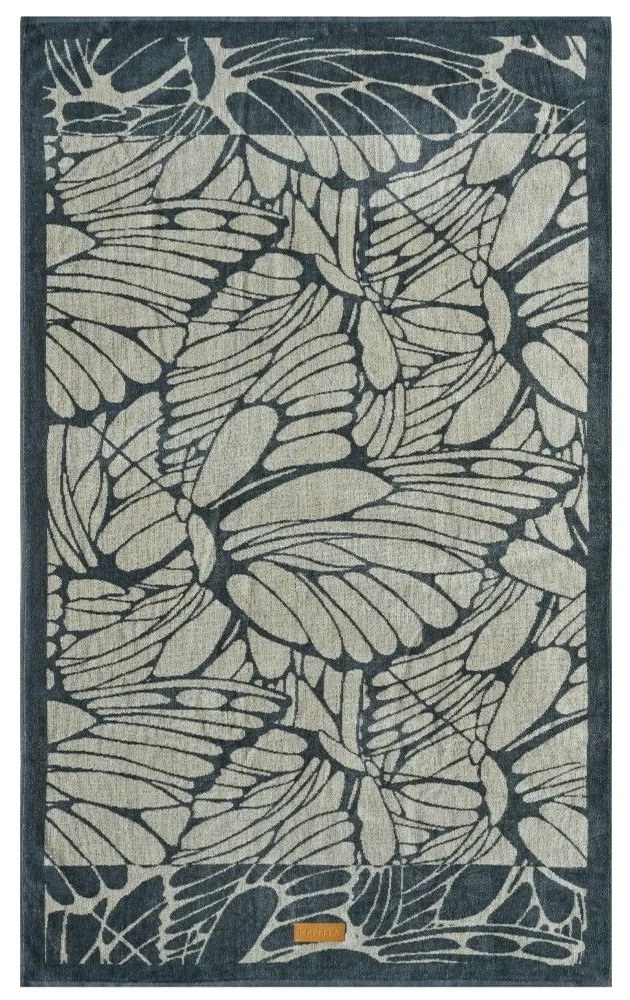 Πετσέτα Θαλάσσης Βελουτέ Rhodes Anthracite-Beige Kentia Θαλάσσης 80x160cm 100% Cotton