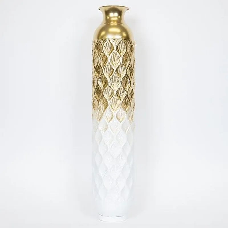 Βάζο Επιδαπέδιο Μεταλλικό 752-22013 18x18x86.5cm Gold-White Estheti Home Metal