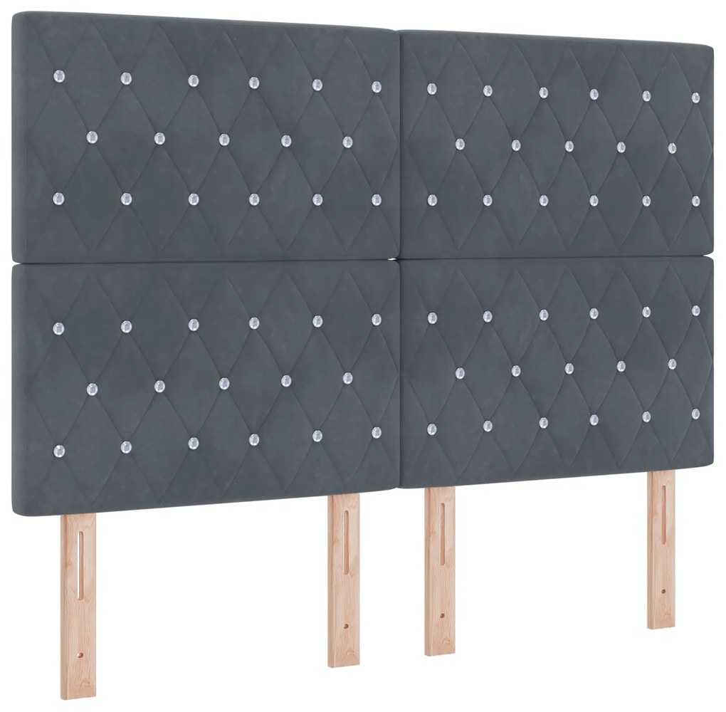 vidaXL Κρεβάτι Box Spring με στρώμα Σκούρο Γκρι 160x200 εκ. Βελούδο