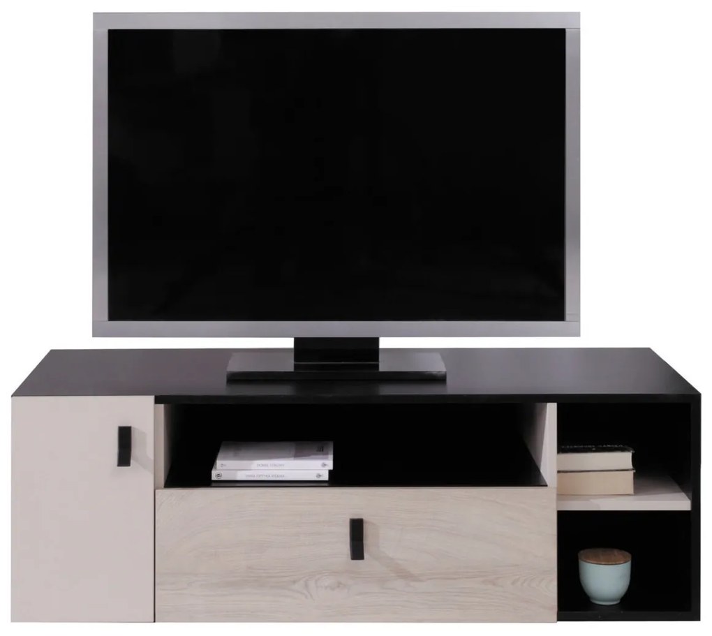 Τραπέζι Tv Omaha H109, Μαύρο, Beige, Δρυς, Ο αριθμός των θυρών: 1, Αριθμός συρταριών: 1, 120x40x50cm, 32 kg | Epipla1.gr