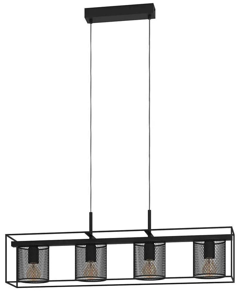 Φωτιστικό Οροφής - Ράγα Catterick 43773 91x16,5x110cm 4xΕ27 40W Black Eglo Steel