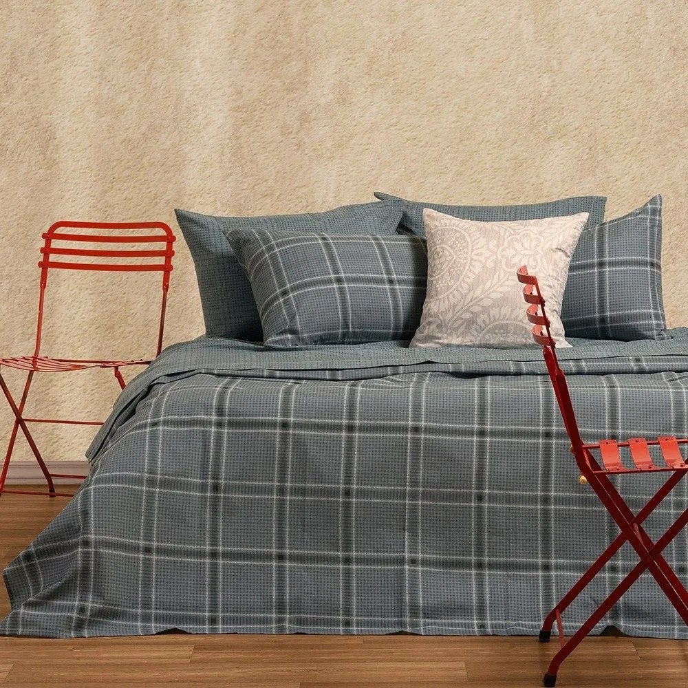 Σεντόνια Odin (Σετ 4τμχ) Petrol Melinen King Size 260x270cm Cotton-Polyester