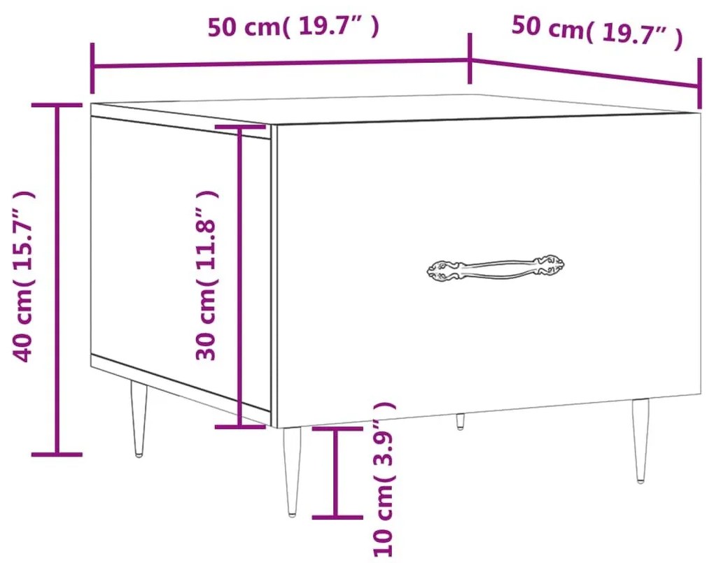 Τραπεζάκια Σαλονιού 2 τεμ Γκρι sonoma 50x50x40 εκ Επεξ. Ξύλο - Γκρι