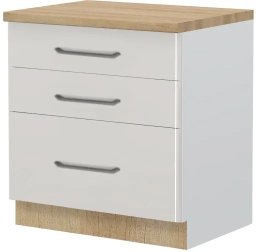 Επιδαπέδιο ντουλάπι Modena R-80-3F-Λευκό - Γκρι ανοιχτό - 80.00Χ60.00Χ88.00cm