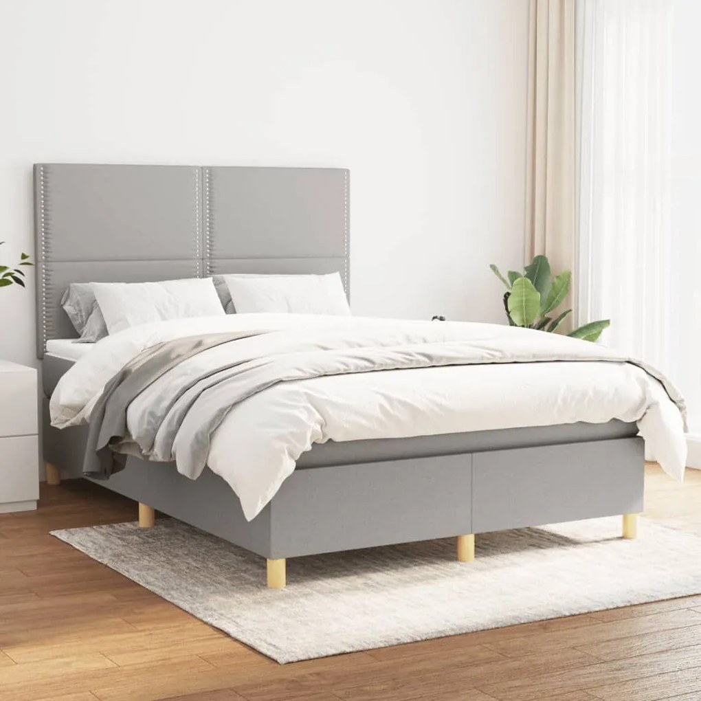 ΚΡΕΒΑΤΙ BOXSPRING ΜΕ ΣΤΡΩΜΑ ΑΝΟΙΧΤΟ ΓΚΡΙ 140X200 ΕΚ. ΥΦΑΣΜΑΤΙΝΟ 3142257