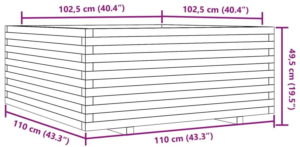 Ζαρντινιέρα Κήπου 110x110x49,5 εκ. από Εμποτισμένο Ξύλο Πεύκου - Καφέ