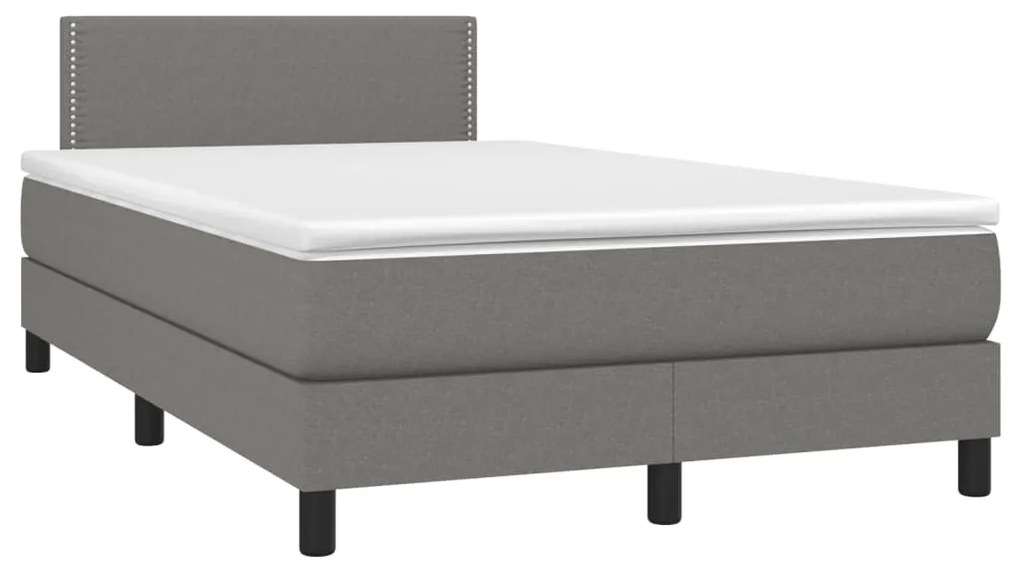 vidaXL Κρεβάτι Boxspring με Στρώμα & LED Σκ.Γκρι 120x190εκ. Υφασμάτινο