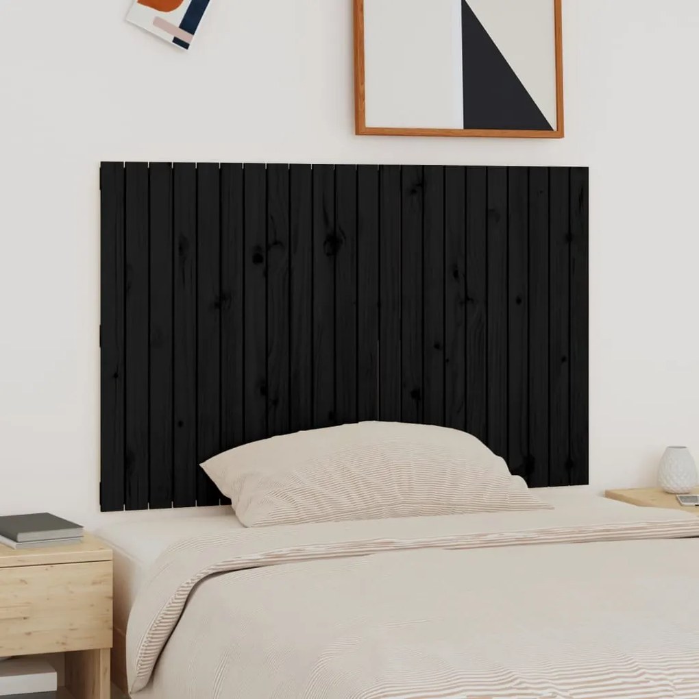 vidaXL Κεφαλάρι Τοίχου Μαύρο 140 x 3 x 90 εκ. από Μασίφ Ξύλο Πεύκου