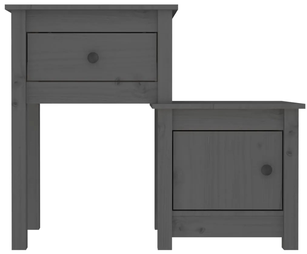 vidaXL Κομοδίνα 2 τεμ. Γκρί 79,5x38x65,5 εκ. από Μασίφ Ξύλο Πεύκου