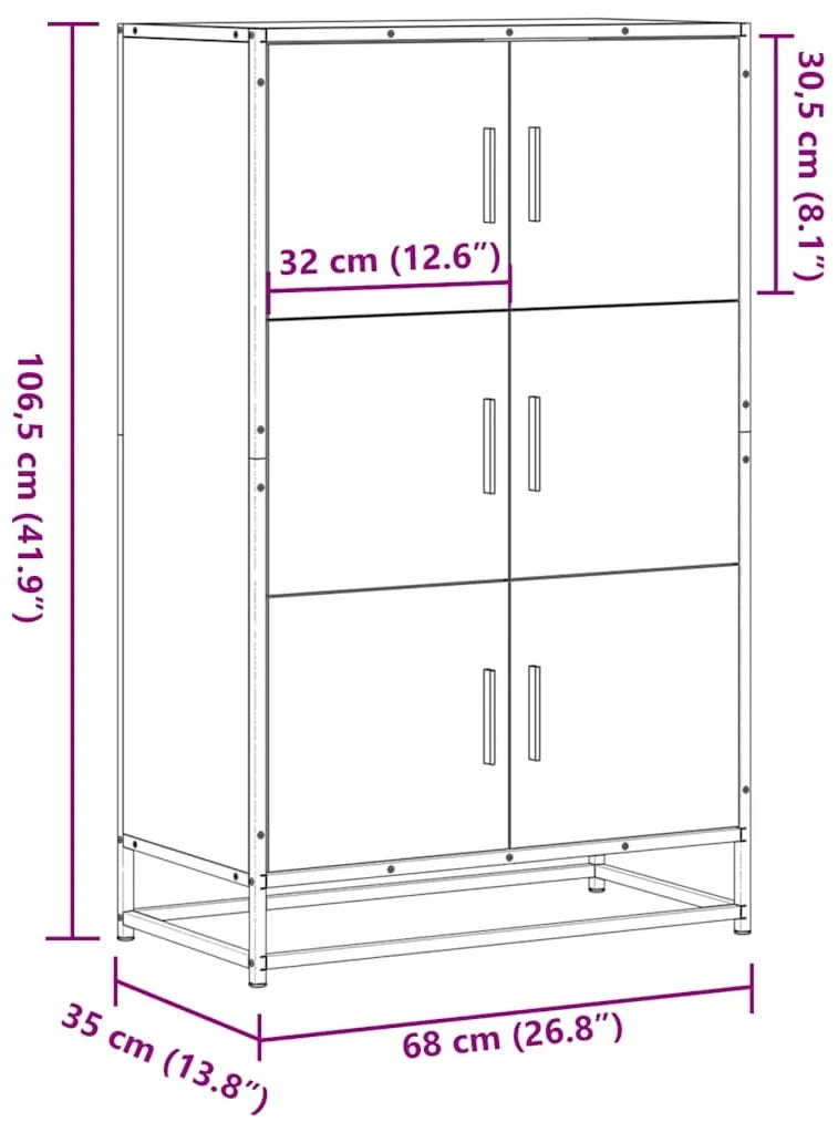 HIGHBOARD GREY SONOMA ΚΑΤΑΣΚΕΥΑΣΜΕΝΟ ΞΥΛΟ ΚΑΙ ΜΕΤΑΛΛΟ 849072