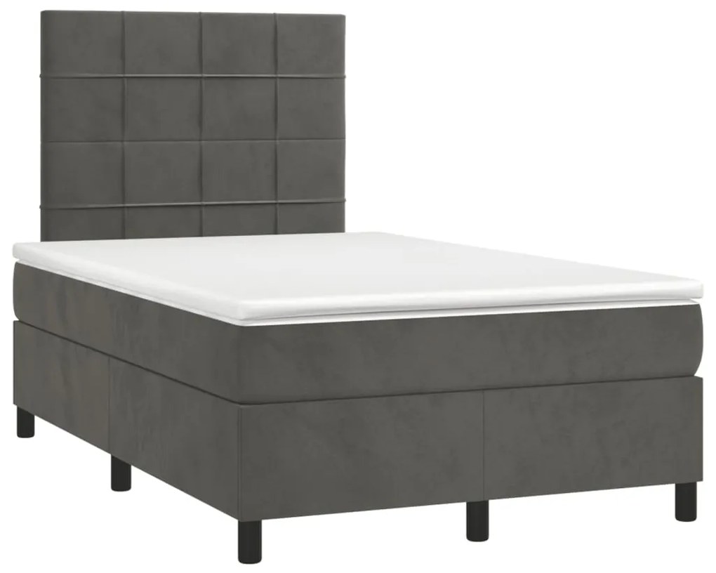 ΚΡΕΒΑΤΙ BOXSPRING ΜΕ ΣΤΡΩΜΑ &amp; LED ΣΚ.ΓΚΡΙ 120X190ΕΚ. ΒΕΛΟΥΔΙΝΟ 3270312