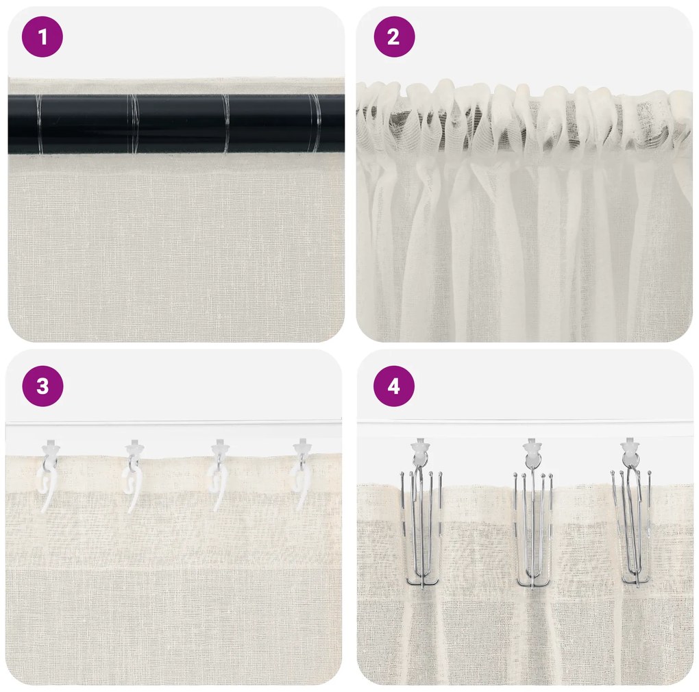 vidaXL Κουρτίνες με κουρτίνες 2 pcs Κρεμ 140 x 225 cm Πολυεστέρας