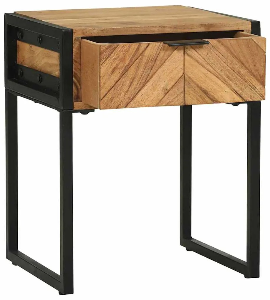 vidaXL Κομοδίνο με συρτάρι Καφέ 40 x 35 x 50 εκ. Μασίφ ξύλο ακακίας