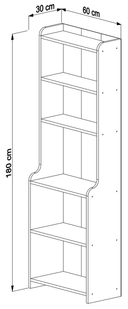 ΒΙΒΛΙΟΘΗΚΗ NEAT HM18194.04 ΜΕΛΑΜΙΝΗ ΣΕ ΦΥΣΙΚΟ ΧΡΩΜΑ ΞΥΛΟΥ 60x30x180Υεκ.