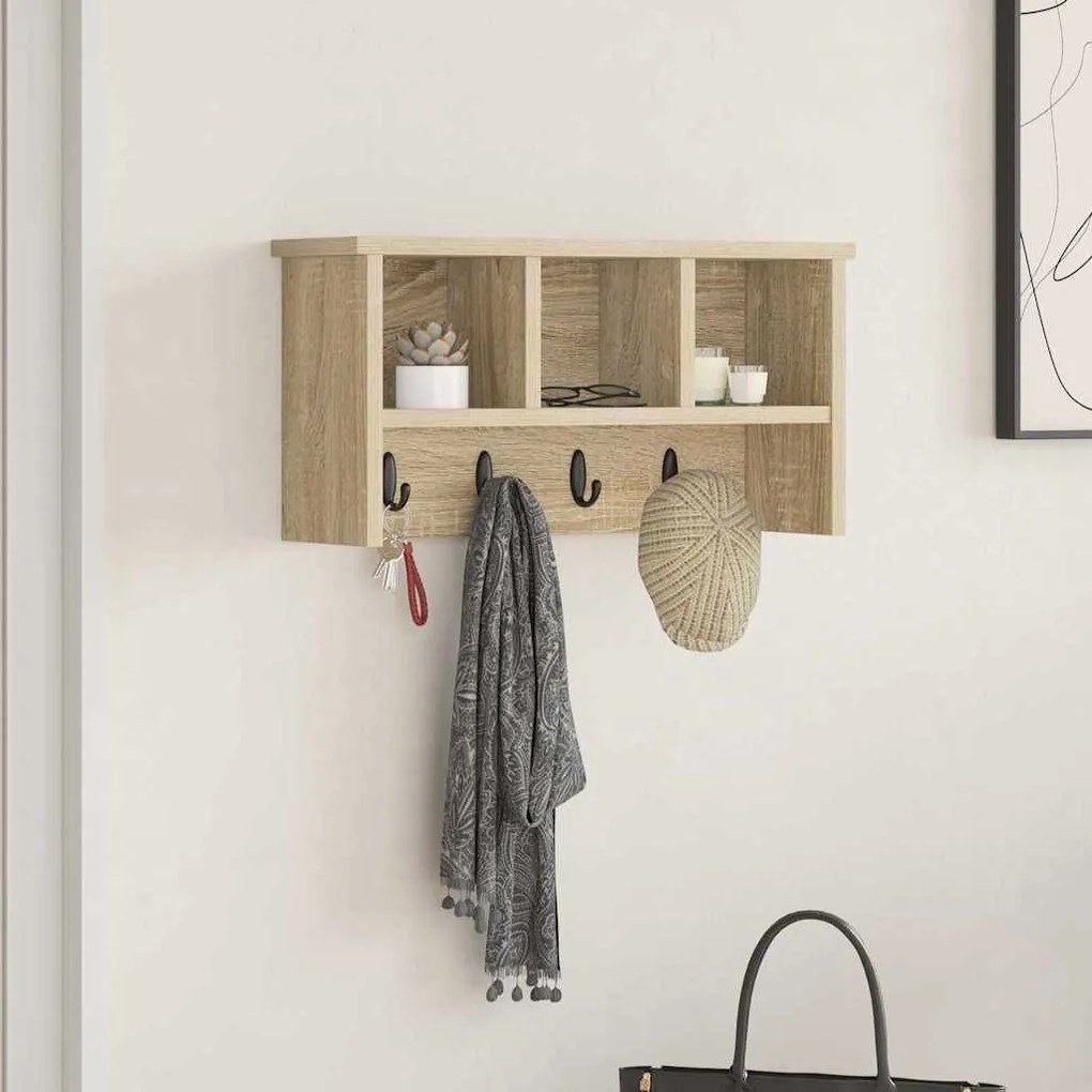 vidaXL Τοίχου Κρεμάστρα Sonoma Δρυς 50 x 16 x 26 εκ Επεξεργασμένο ξύλο