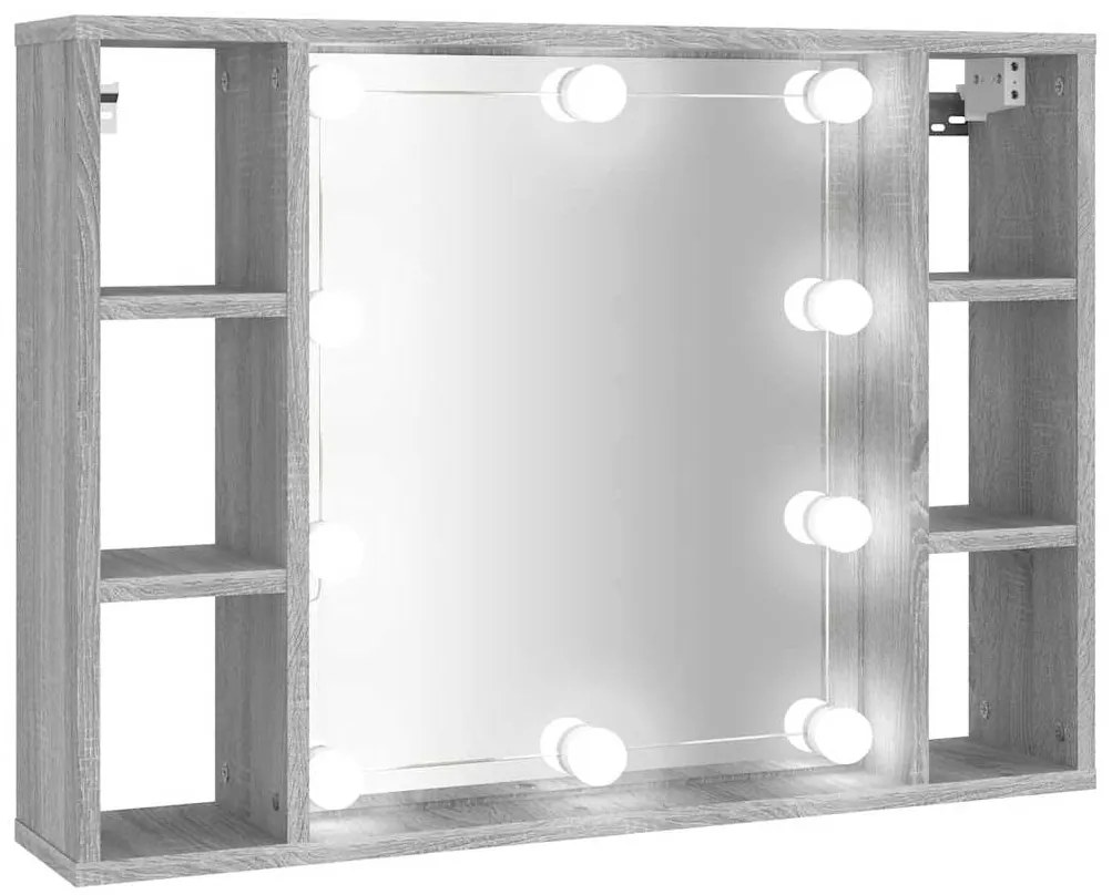 vidaXL Έπιπλο Καθρέπτη με LED Γκρι Sonoma 76 x 15 x 55 εκ.