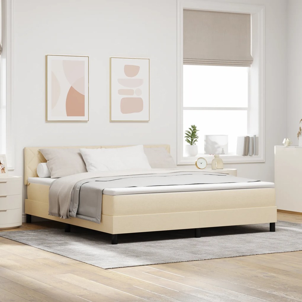 vidaXL Κρεβάτι με ελατήρια & Στρώμα LED κρεμ 180x200 εκ Ύφασμα
