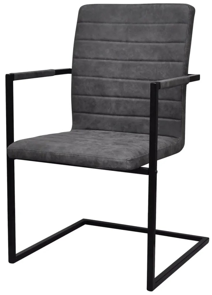 vidaXL Καρέκλες Τραπεζαρίας «Πρόβολος» 4 τεμ. Σκούρο Γκρι από Συνθετικό Δέρμα