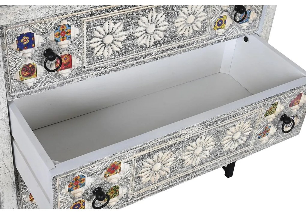 Συρταριέρα DKD Home Decor Κεραμικά Γκρι Λευκό Ξύλο από Μάνγκο (80 x 38 x 80 cm)