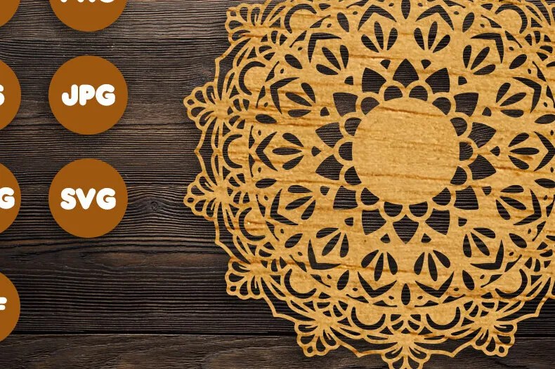 Σετ των 2 Intra απο ξύλο plywood 3mm-4mm πάχος 3D Mandala για Cricut Δίασταση 30x30 cm INTRAFABR-89553572